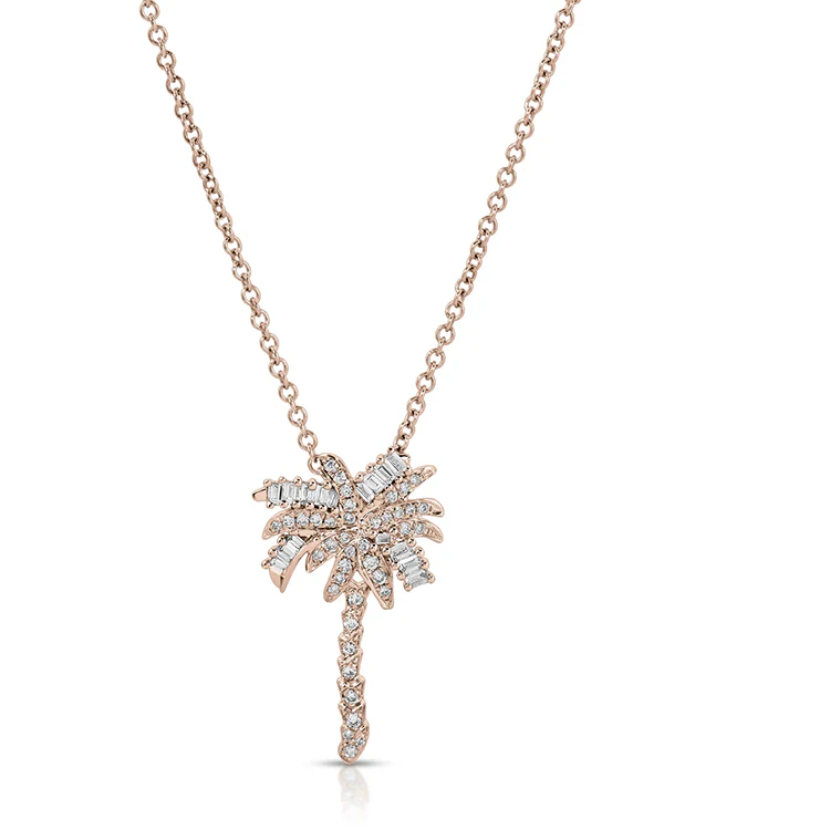 Small Diamond Palm Tree Necklace - Image 3