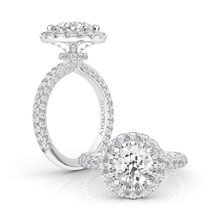 Snowball Halo Engagement Ring