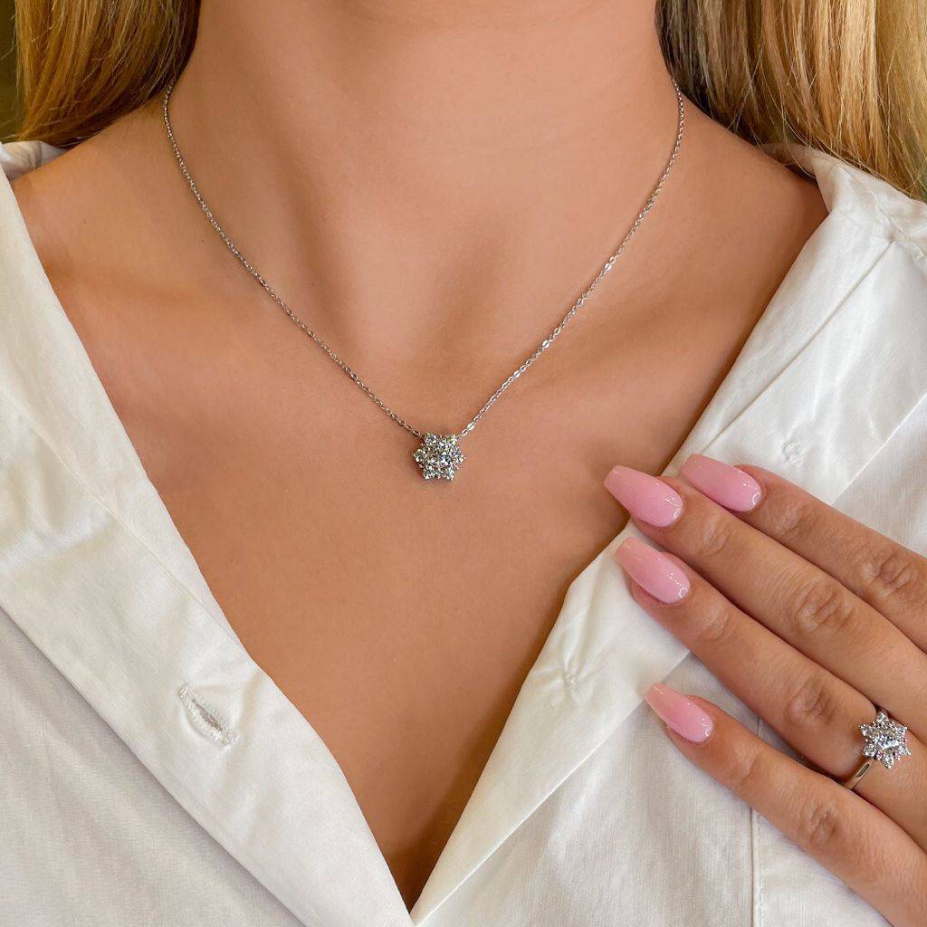 Snowflake Diamond Necklace - Image 3