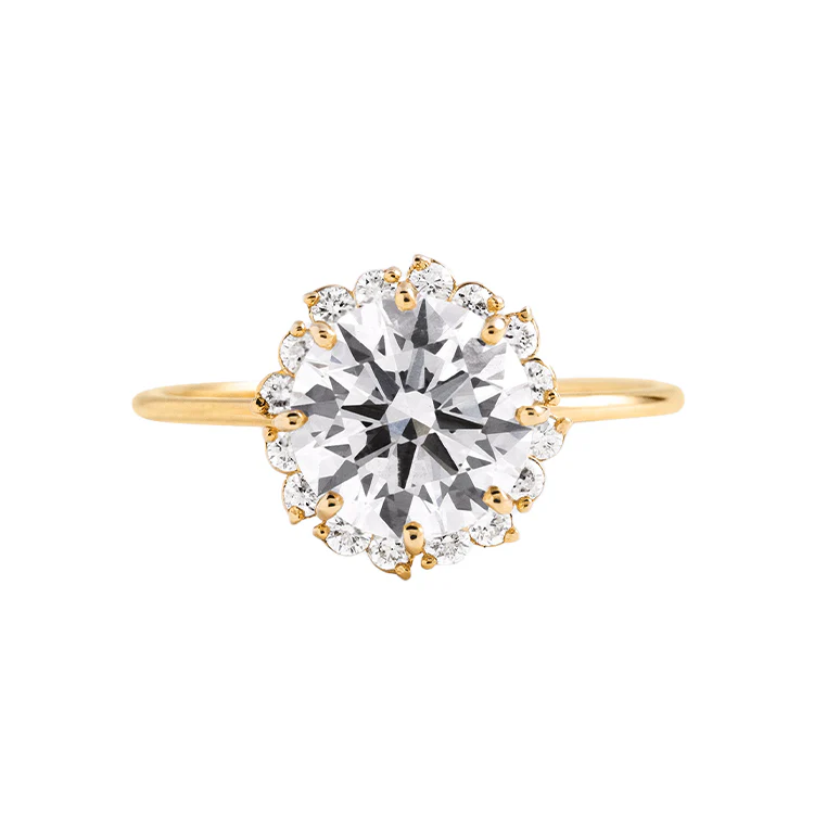 Solar Flare Halo Diamond Engagement Ring