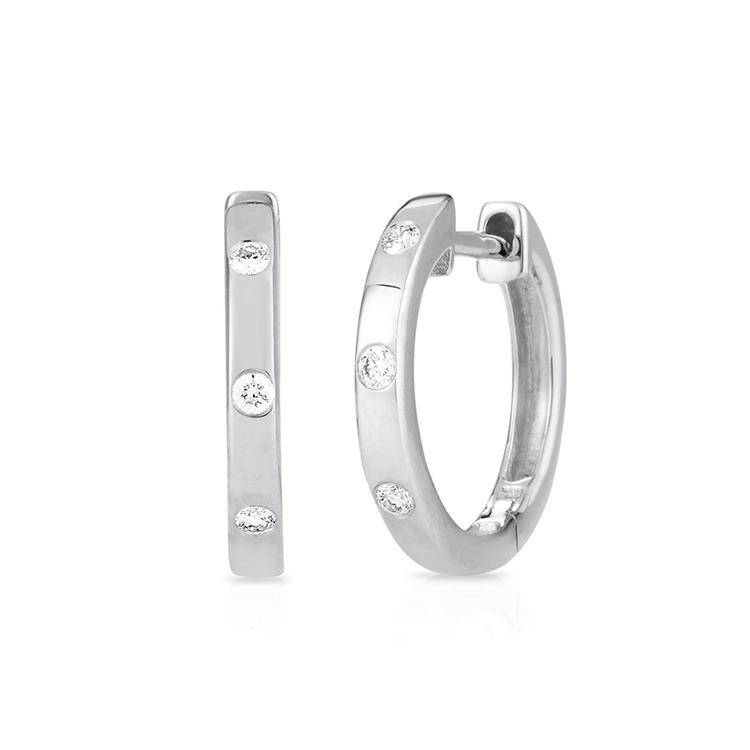 Solid Gold and Diamond Huggies - Image 3