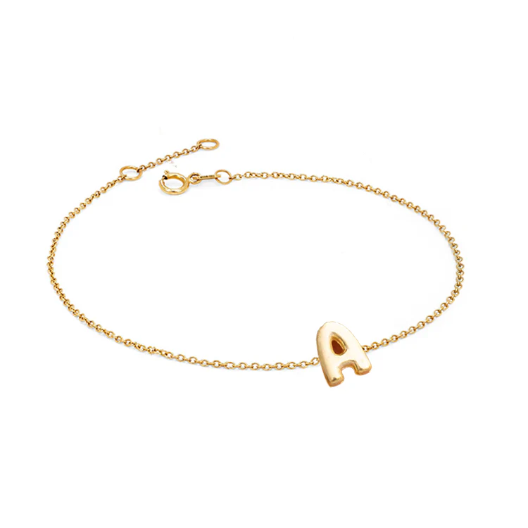 Solid Gold Bubble Initial Bracelet