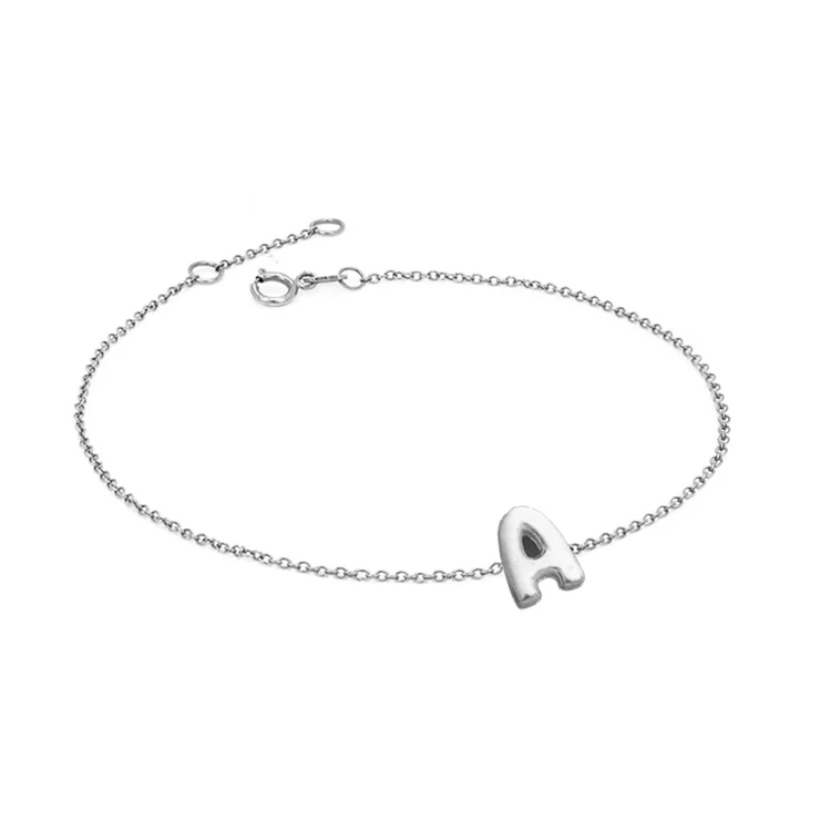 Solid Gold Bubble Initial Bracelet - Image 2