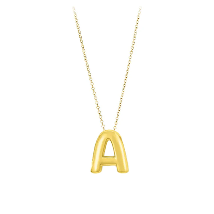 Solid Gold Bubble Initial Necklace