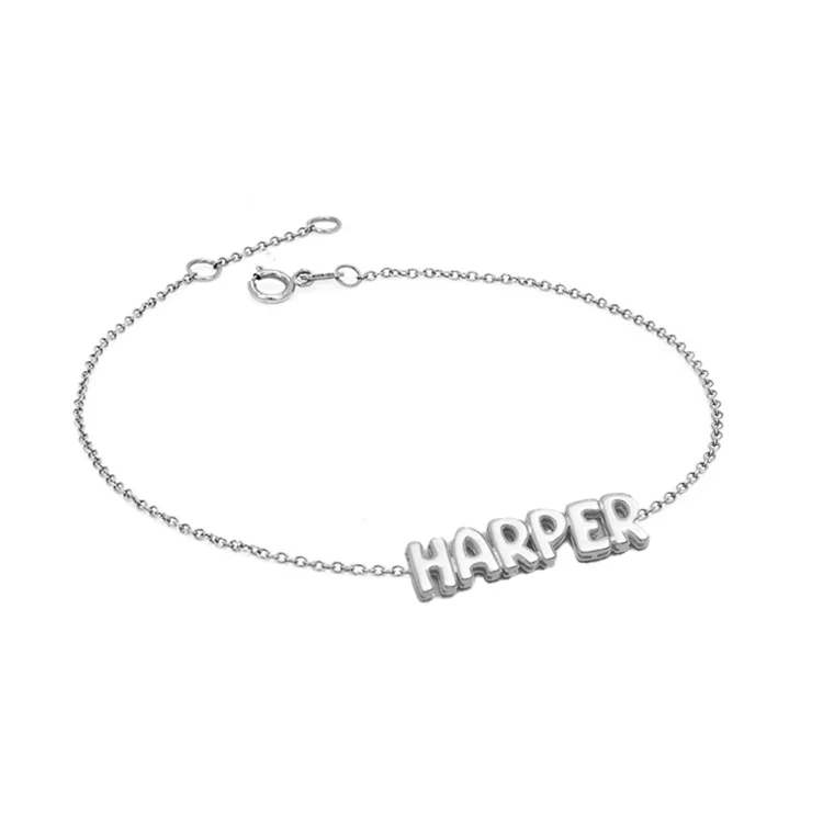 Solid Gold Bubble Name Bracelet - Image 3