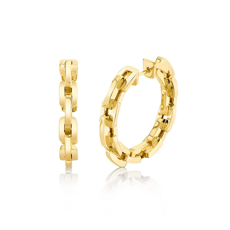 Solid Gold Chain Link Huggies - Image 4