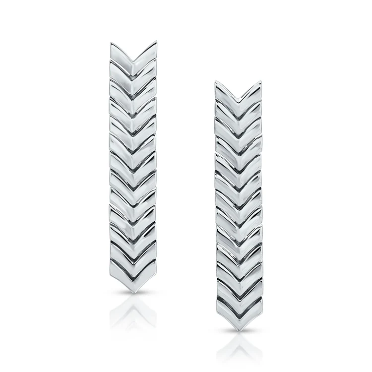 Solid Gold Chevron Drop Earrings - Image 2