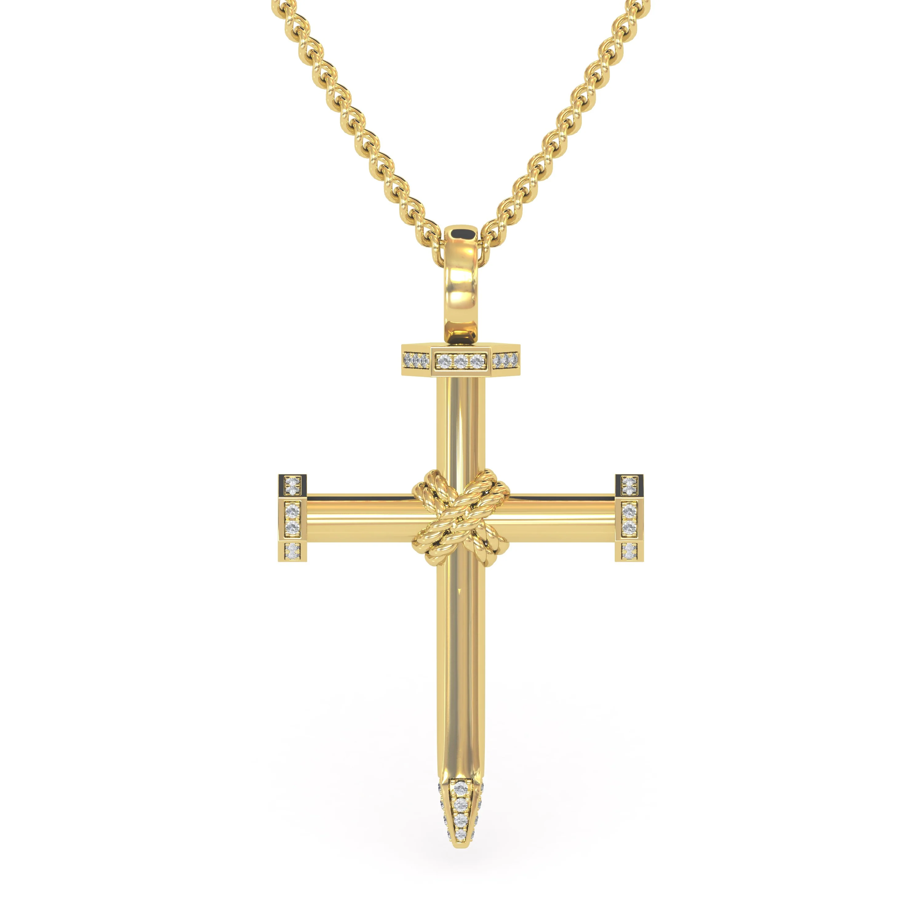 Solid Gold Diamond Nail Cross