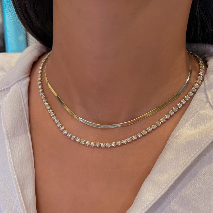 Solid Gold Herringbone Necklace - Image 2