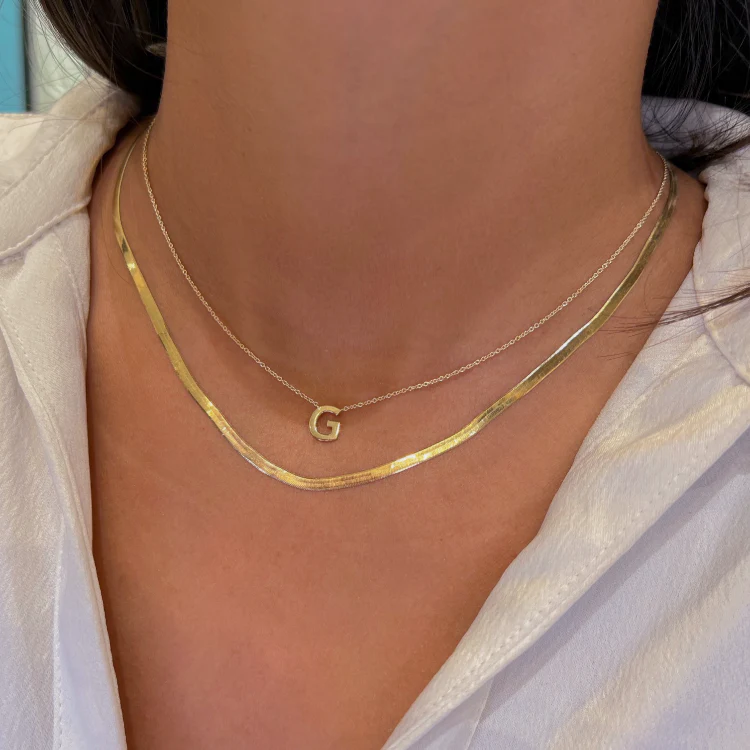 Solid Gold Herringbone Necklace - Image 3