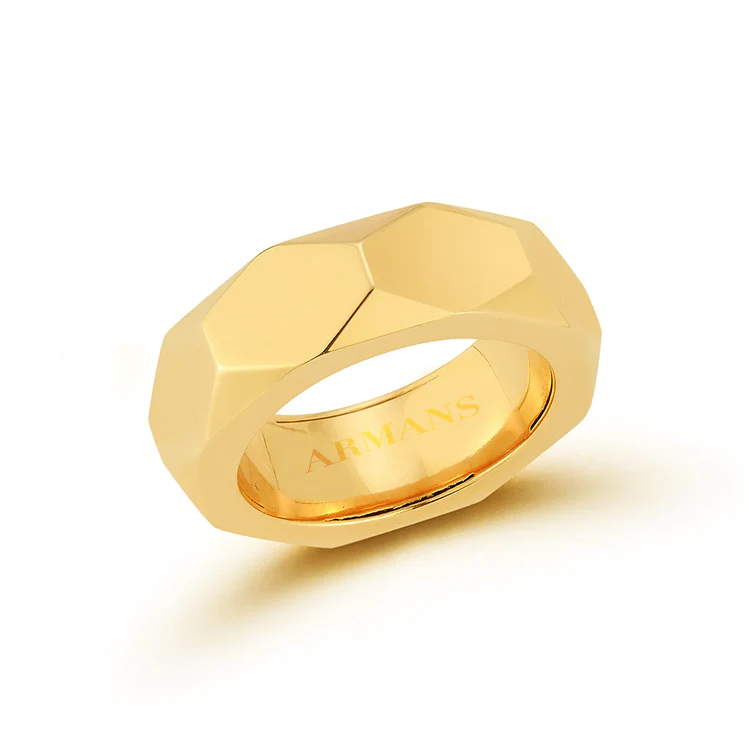 Solid Gold Hexagon Ring