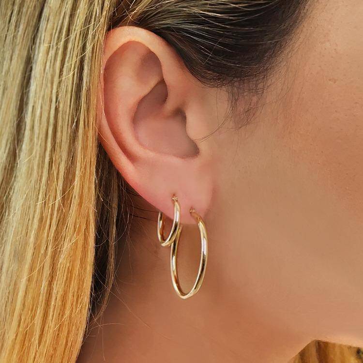Solid Gold Hoop Earrings - Image 4
