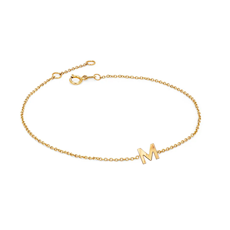 Solid Gold Initial Bracelet