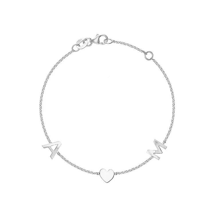 Solid Gold Initial Heart Bracelet - Image 2
