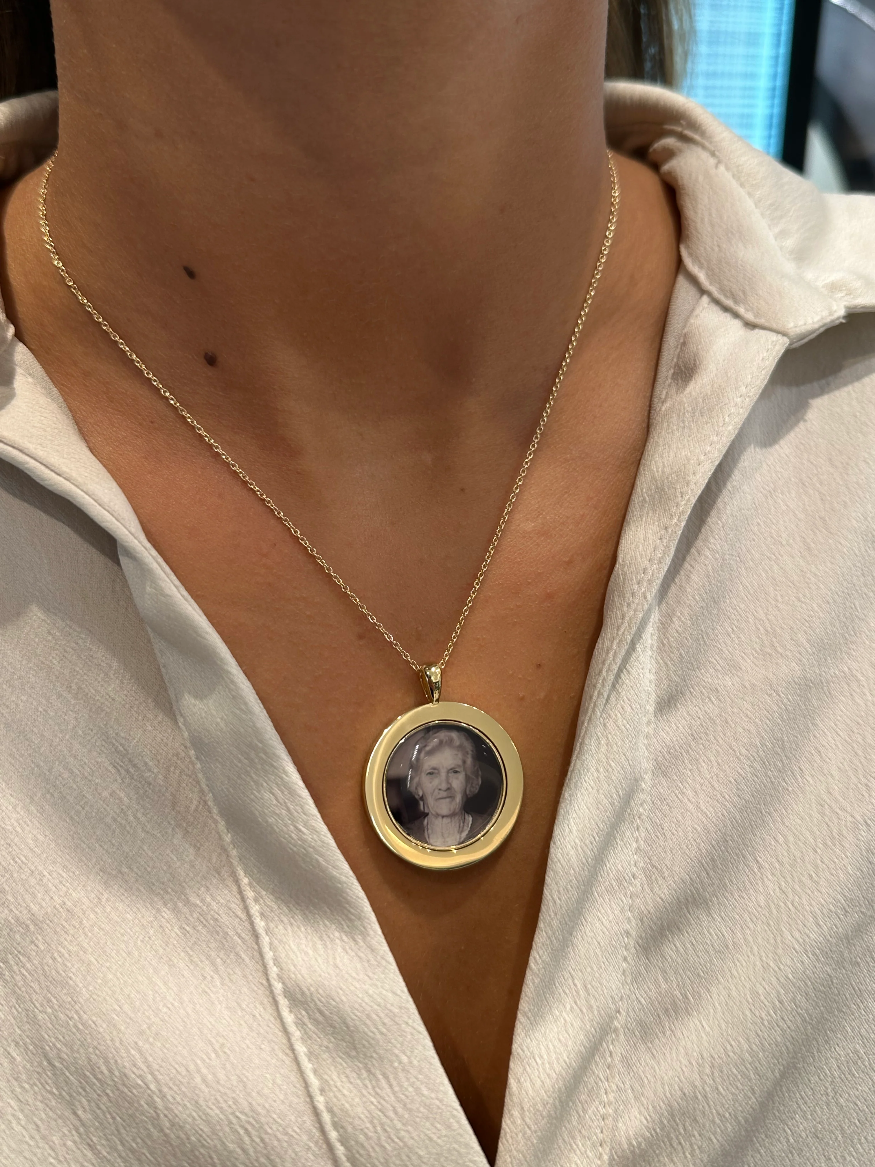 Solid Gold Memorial Photo Necklace - Image 3