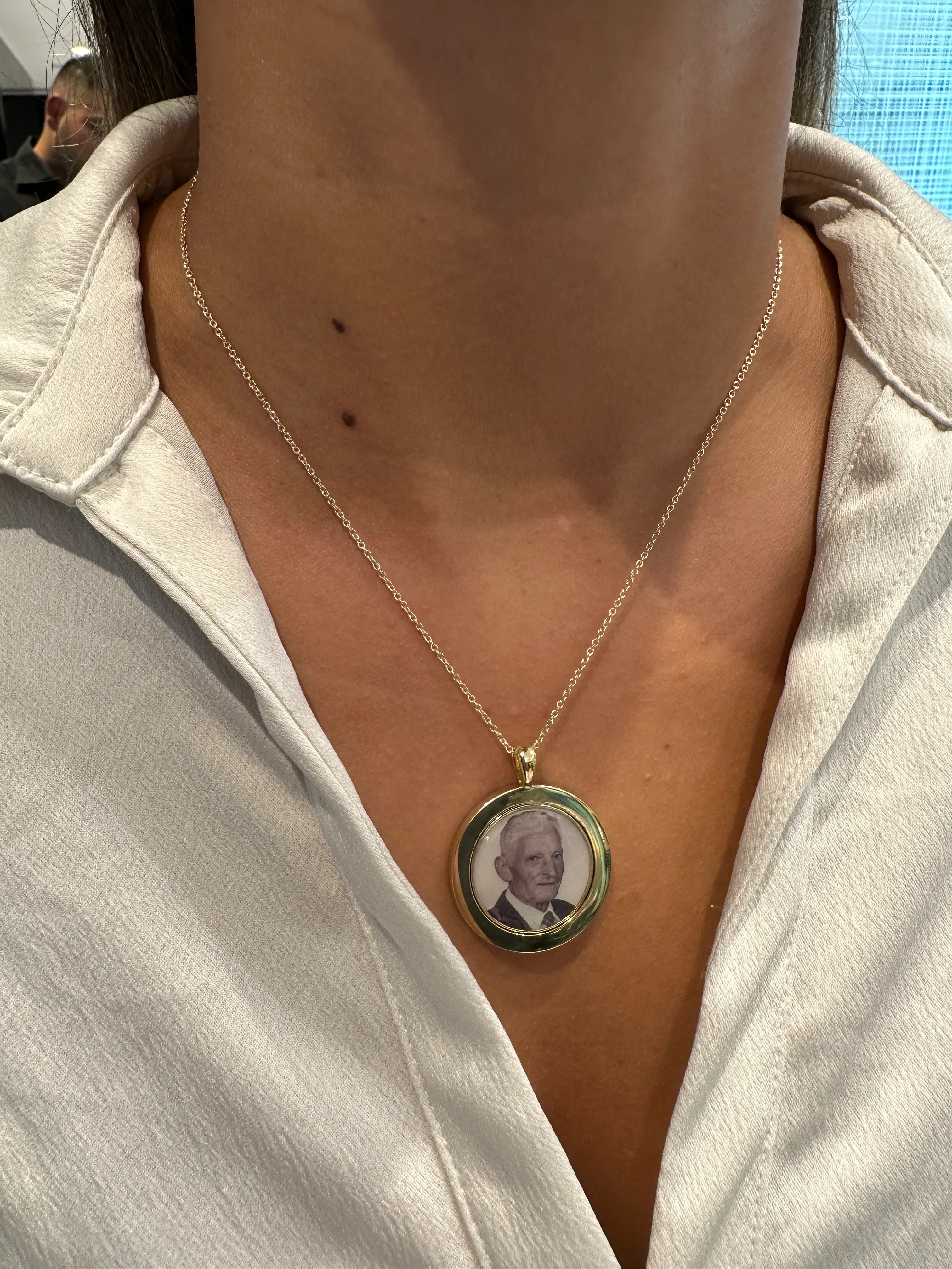 Solid Gold Memorial Photo Necklace - Image 4
