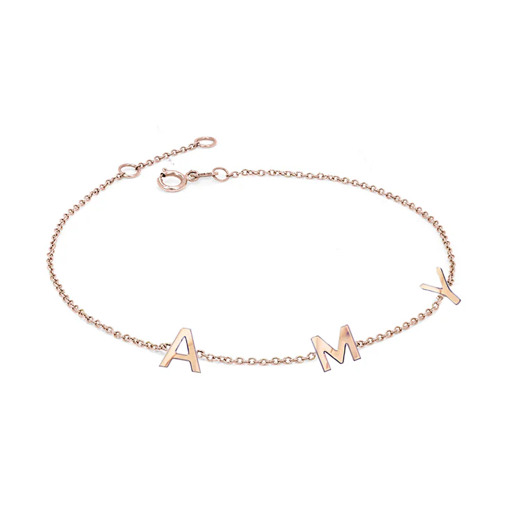 Solid Gold Multi-Initial Bracelet - Image 3