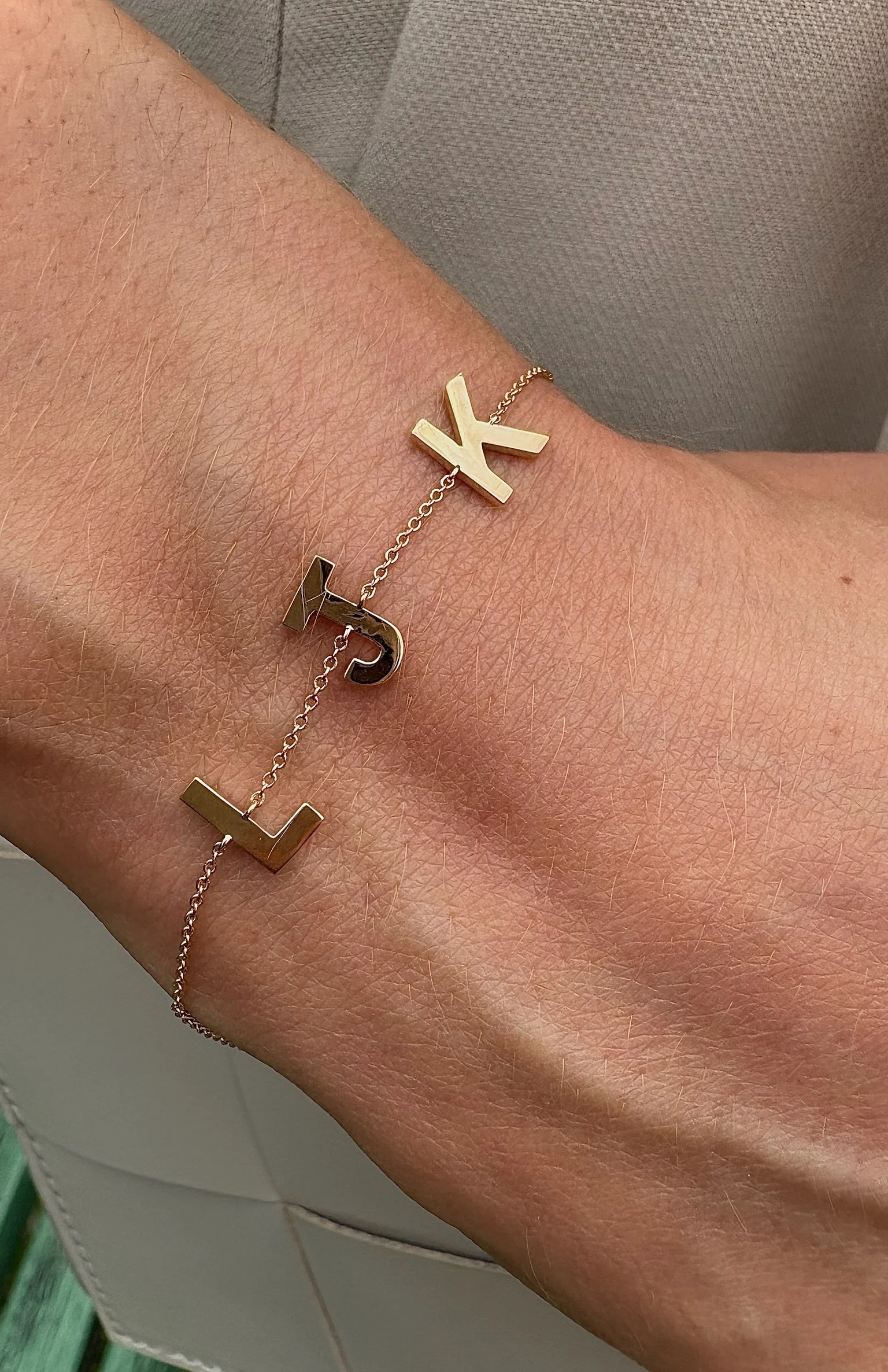 Solid Gold Multi-Initial Bracelet - Image 4