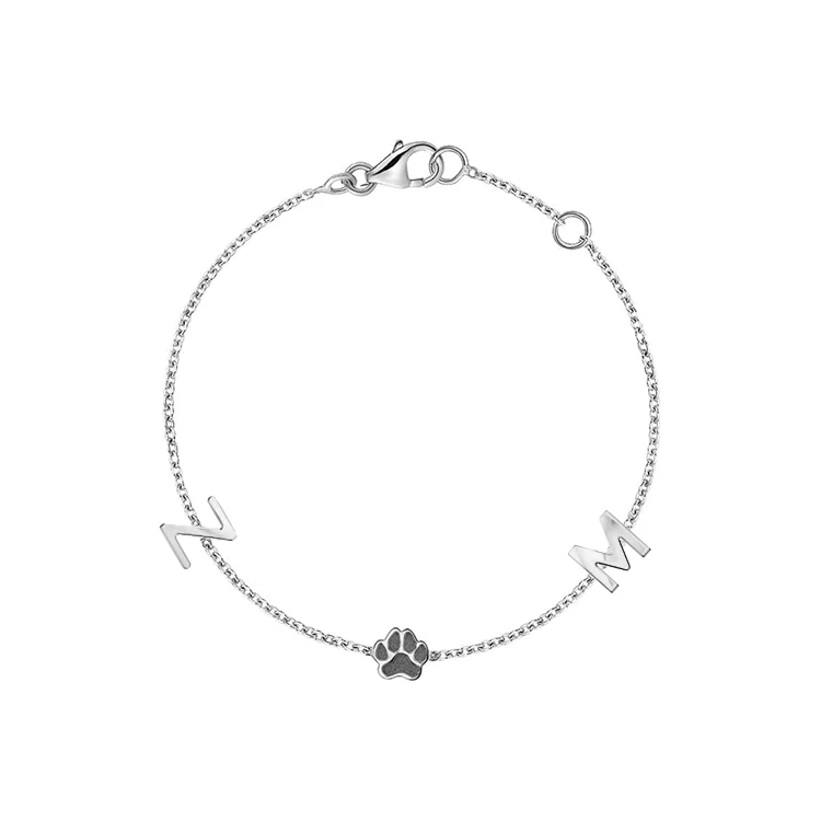 Solid Gold Multi-Initial Paw Print Bracelet - Image 3