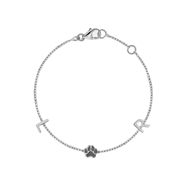 Solid Gold Multi-Initial Paw Print Bracelet - Image 5