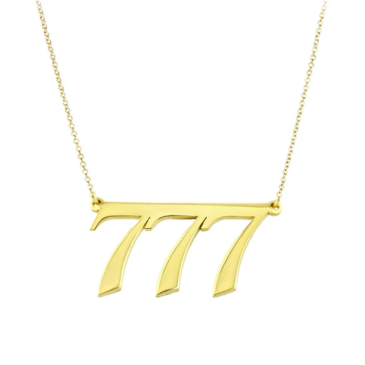 Solid Gold Number Bar Necklace