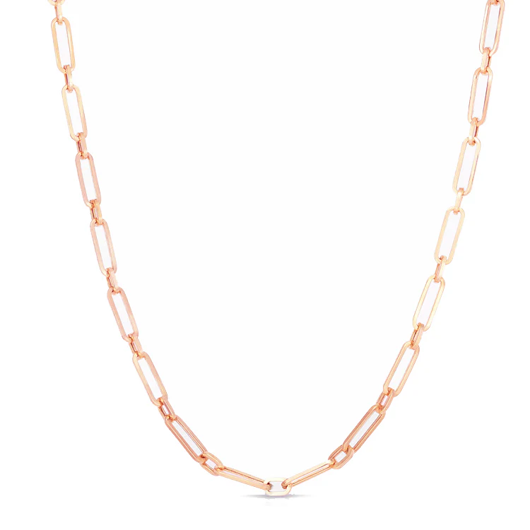 Solid Gold Paper Clip Chain Link Necklace - Image 10