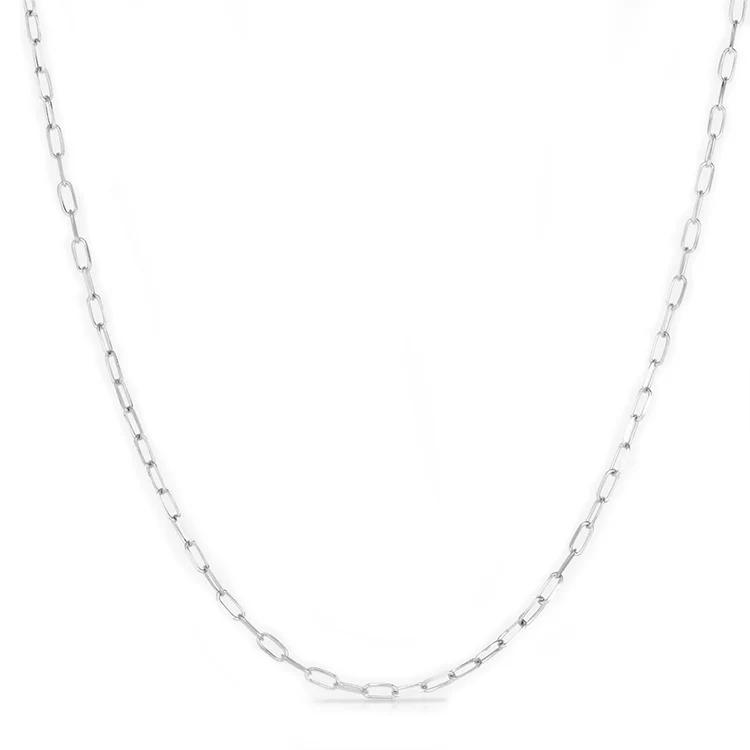 Solid Gold Paper Clip Chain Link Necklace - Image 3