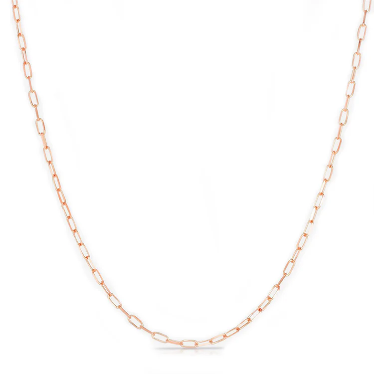 Solid Gold Paper Clip Chain Link Necklace - Image 4