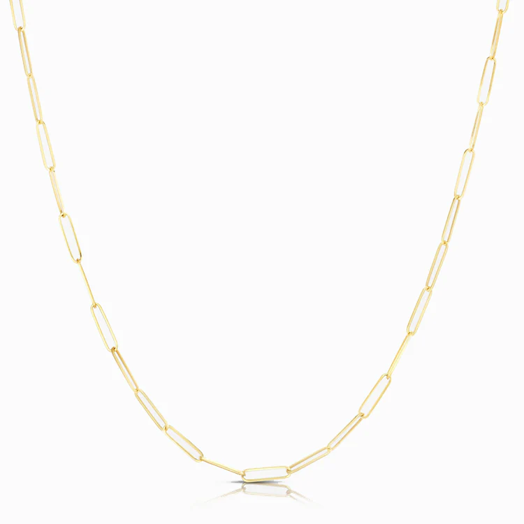 Solid Gold Paper Clip Chain Link Necklace - Image 5