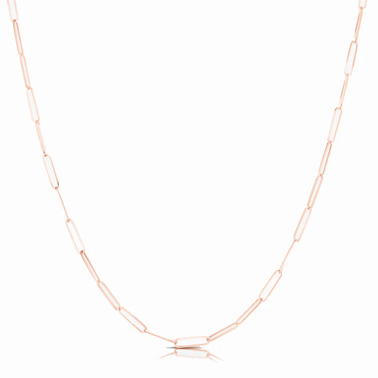 Solid Gold Paper Clip Chain Link Necklace - Image 7
