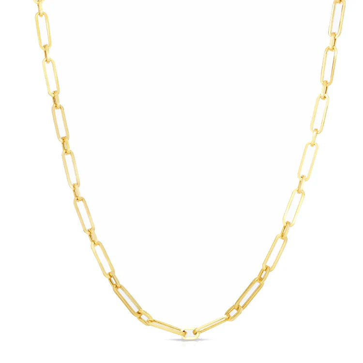 Solid Gold Paper Clip Chain Link Necklace - Image 8