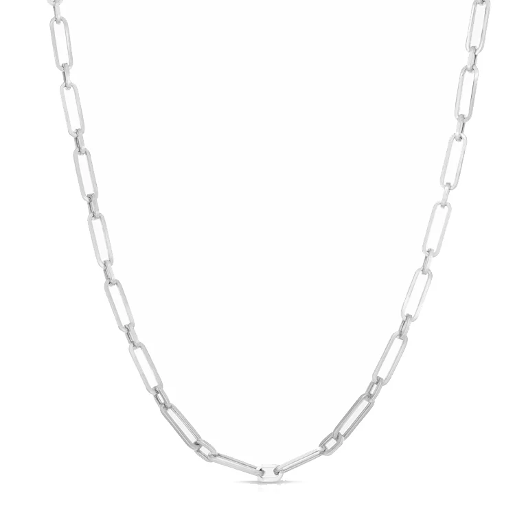 Solid Gold Paper Clip Chain Link Necklace - Image 9
