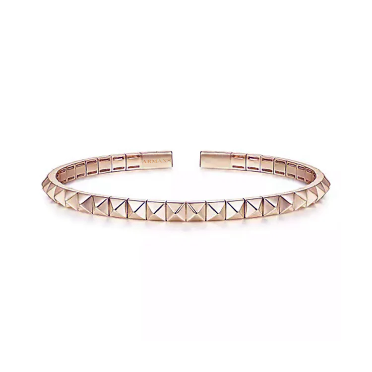 Solid Gold Pyramid Cuff Bracelet - Image 3