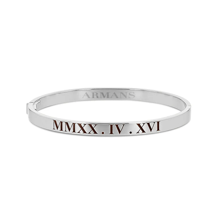 Solid Gold Roman Numeral Bangle - Image 3