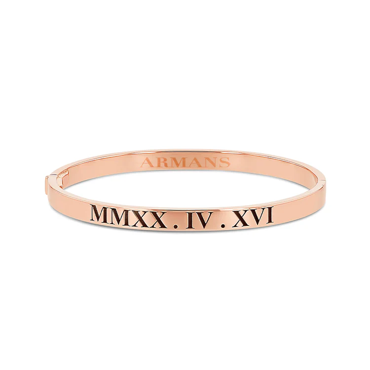 Solid Gold Roman Numeral Bangle - Image 4