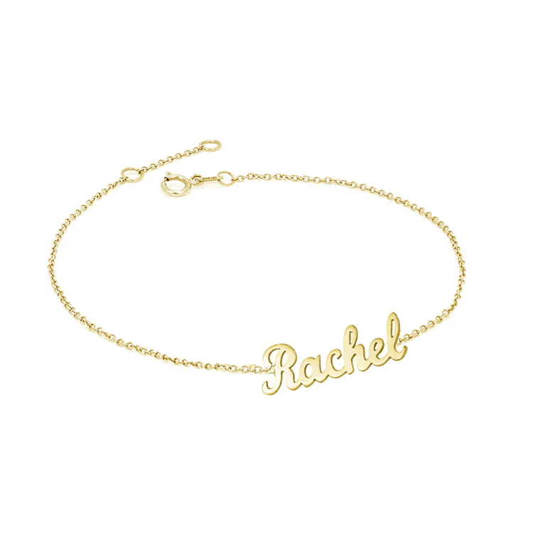 Solid Gold Script Name Bracelet