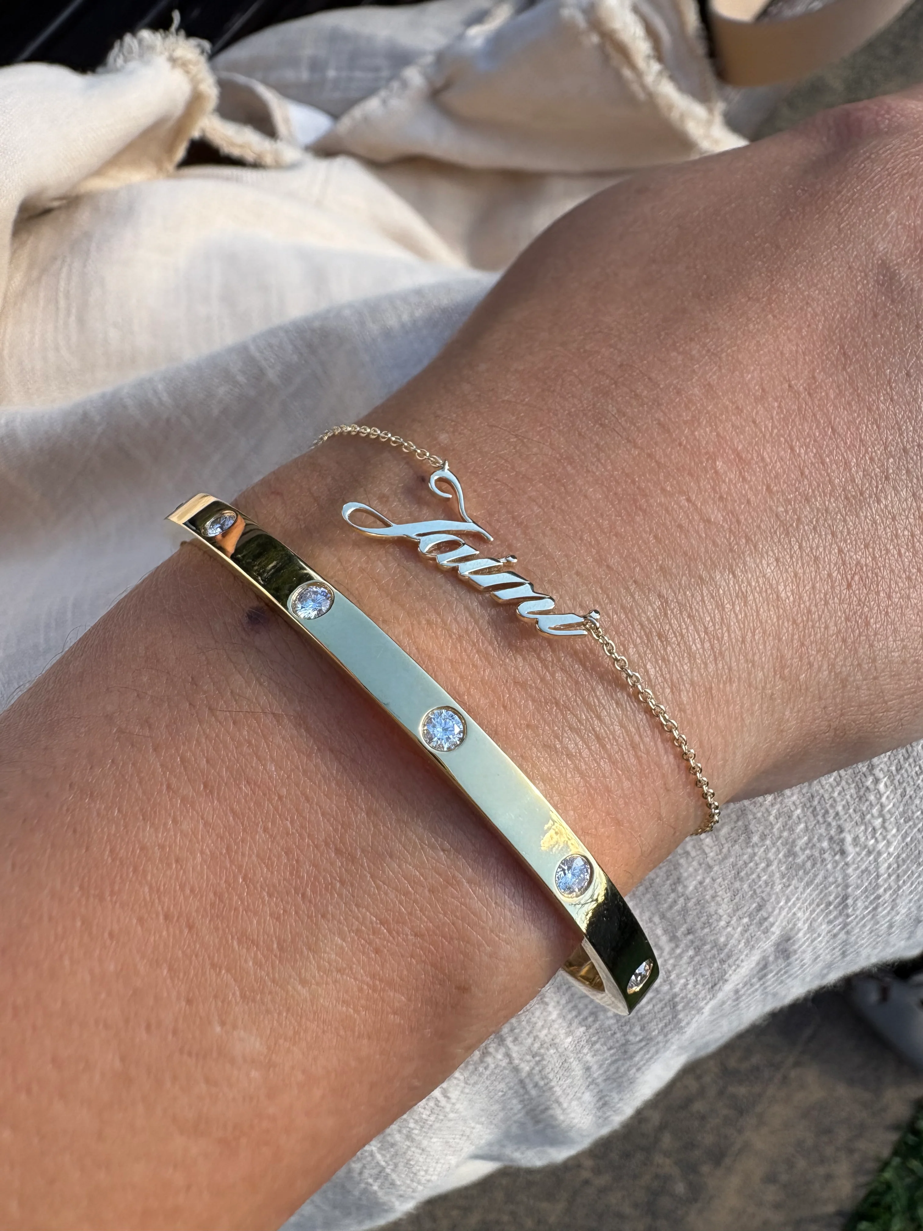 Solid Gold Script Name Bracelet - Image 5