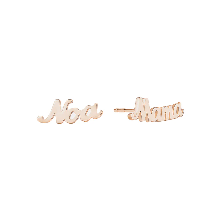 Solid Gold Script Name Studs - Image 4