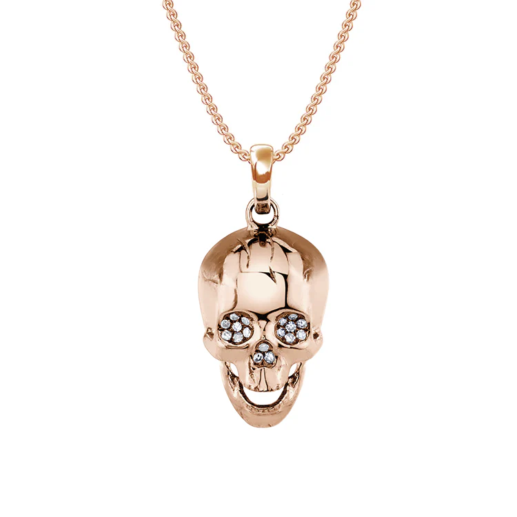 Solid Gold Skull Necklace With Diamond Eyes - Image 2