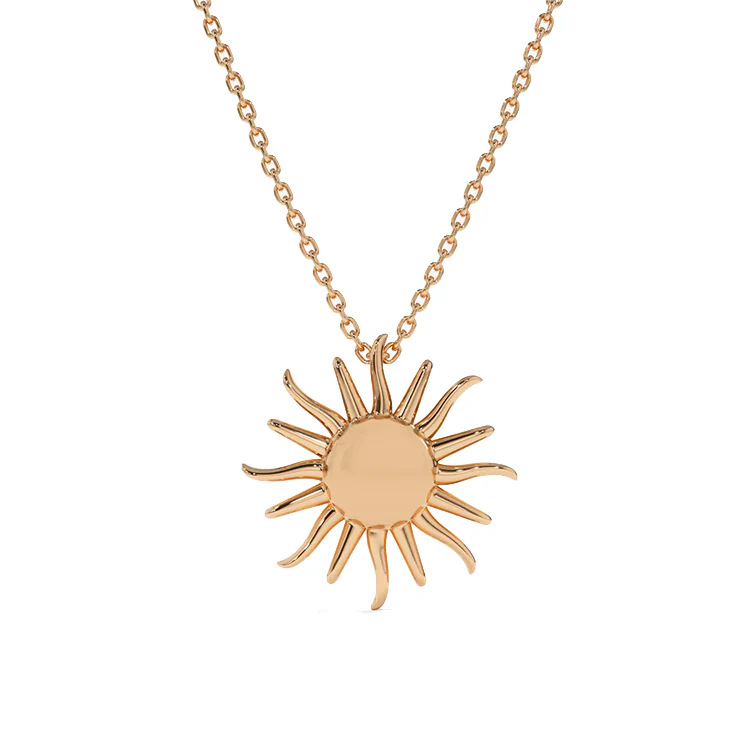 Solid Gold Sun Necklace - Image 3