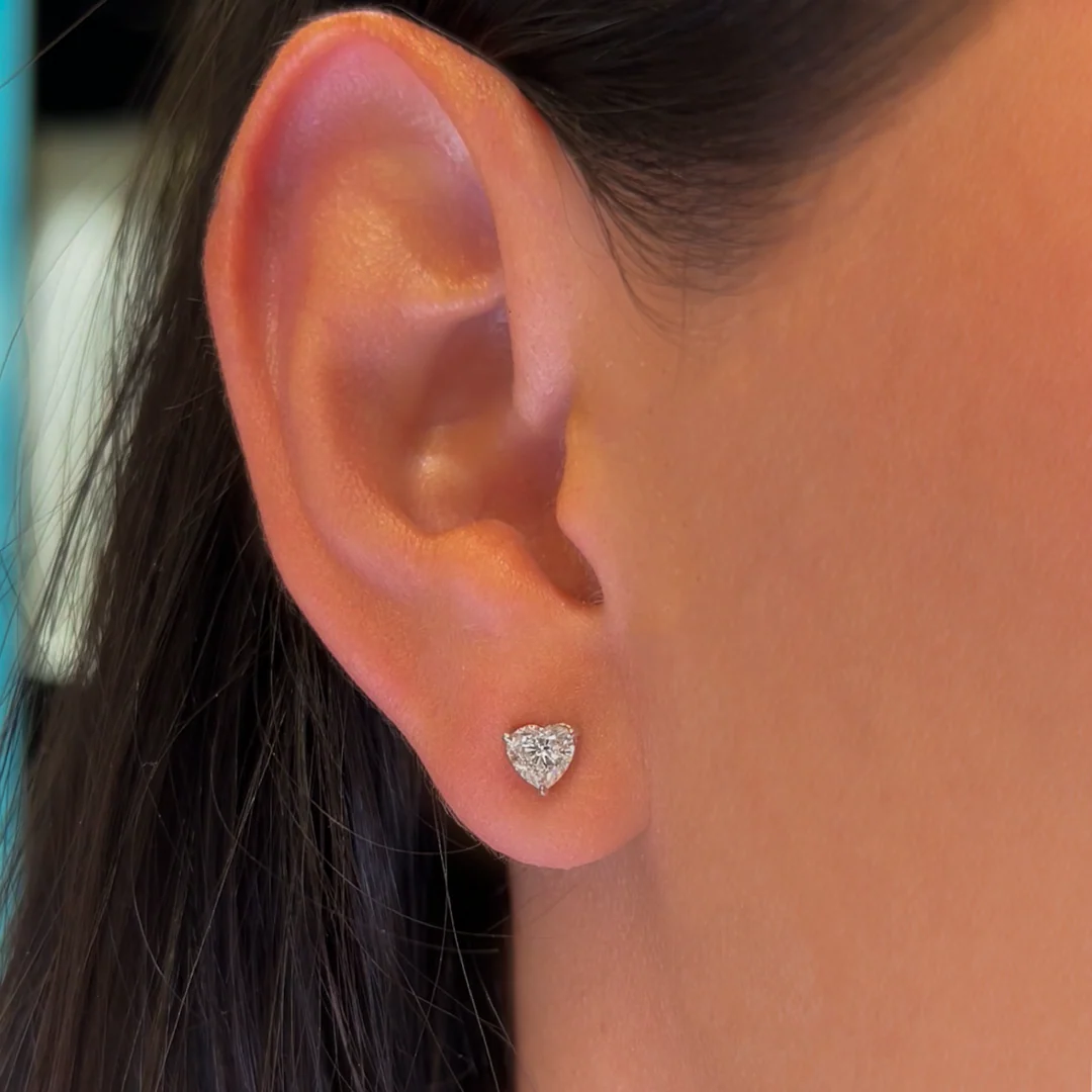 Solitaire Heart Diamond Studs - Image 2