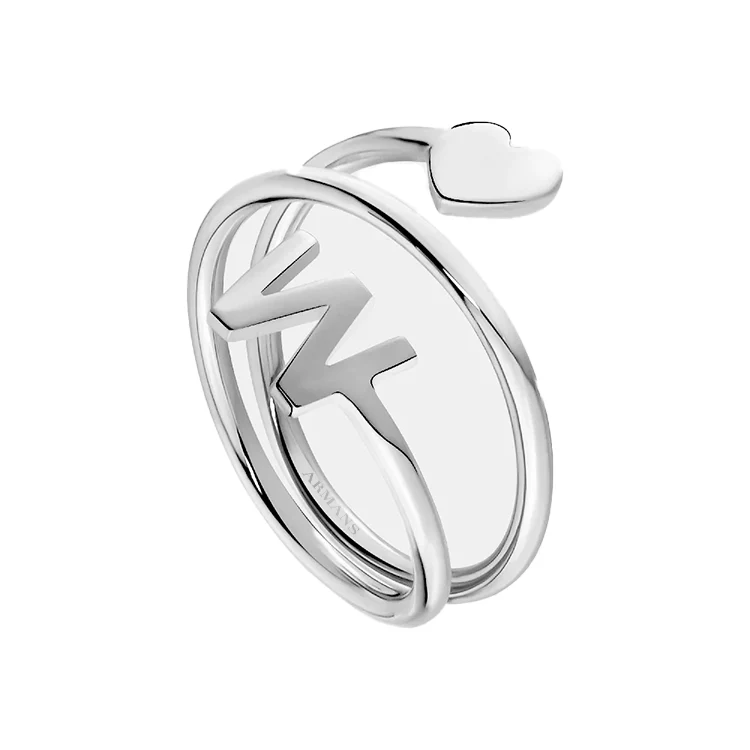 Spiral Initial Ring with Solid Gold Heart - Image 2