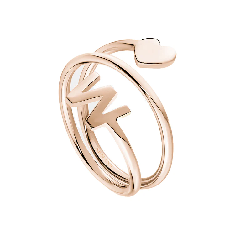 Spiral Initial Ring with Solid Gold Heart - Image 3