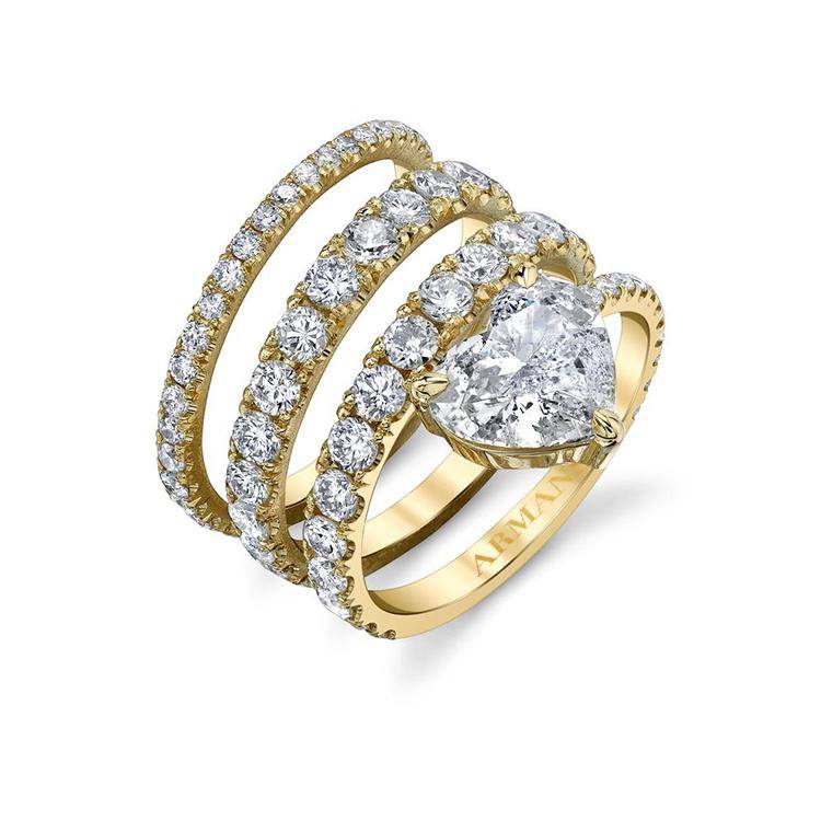 Stacked Spiral Heart Diamond Ring
