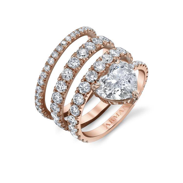 Stacked Spiral Heart Diamond Ring - Image 2