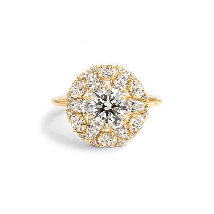 Starburst Diamond Halo Engagement Ring