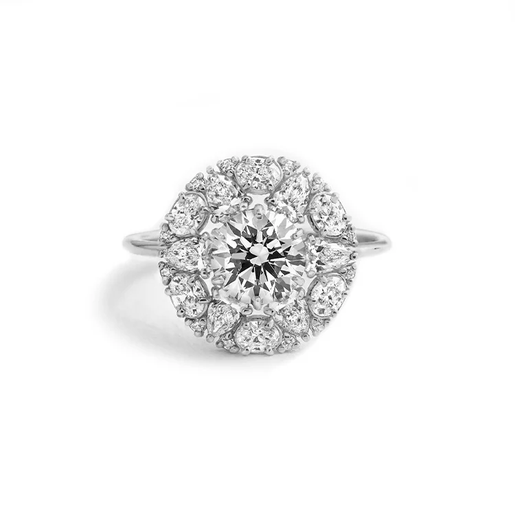 Starburst Diamond Halo Engagement Ring - Image 2