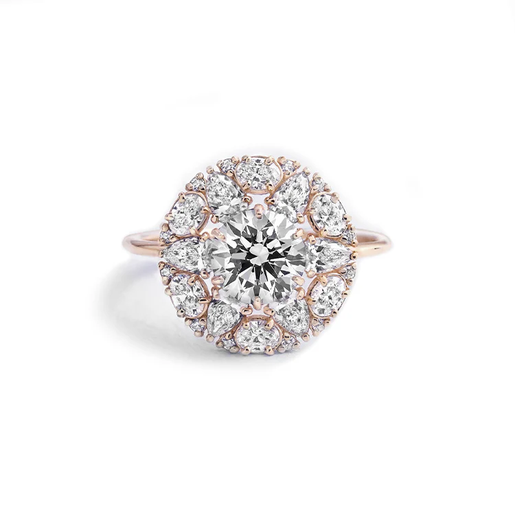 Starburst Diamond Halo Engagement Ring - Image 3