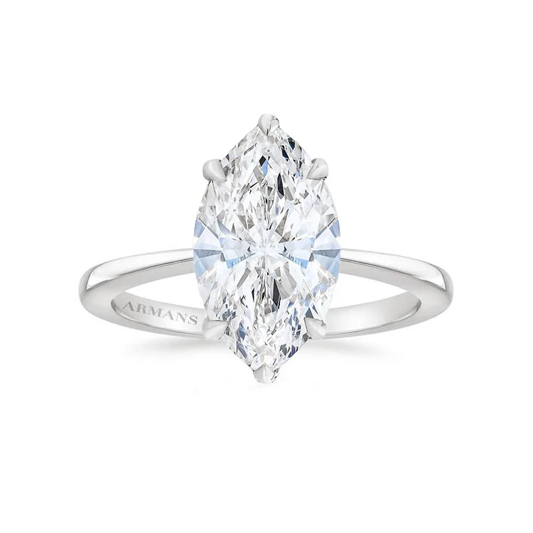 Tapered Marquise Engagement Ring