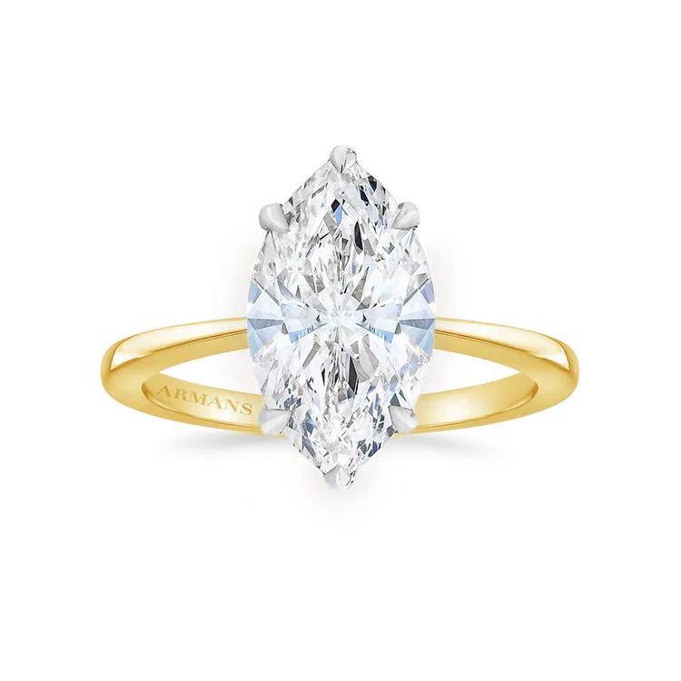Tapered Marquise Lab Grown Engagement Ring - Image 3